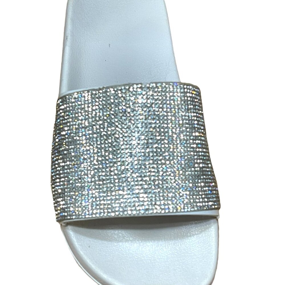 White and Glitter Silver Sandals Flip Flop Size 41 - Picture 2 of 7